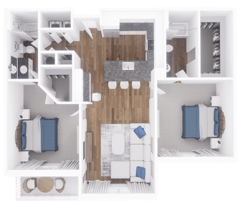 a floor plan of a 3 bedroom apartment